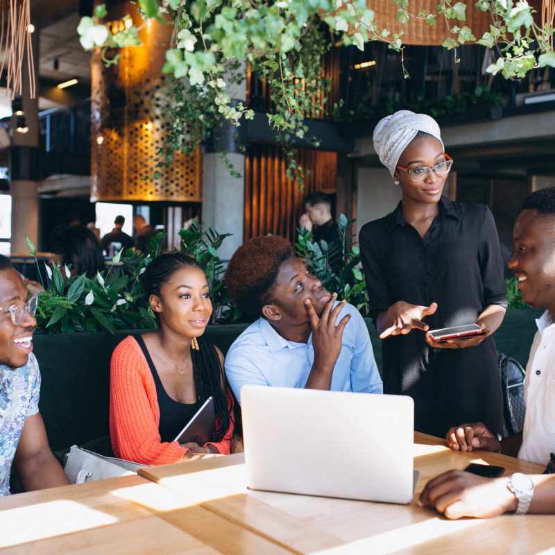 Group of afro americans working together